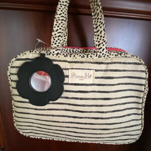 Primrose Hill London Cosmetic Canvas Makeup Travel Bag Tote Zipper Pockets EUC